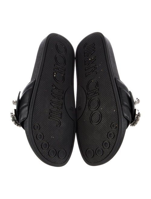 Jimmy Choo Leather Crystal Embellishments Slides