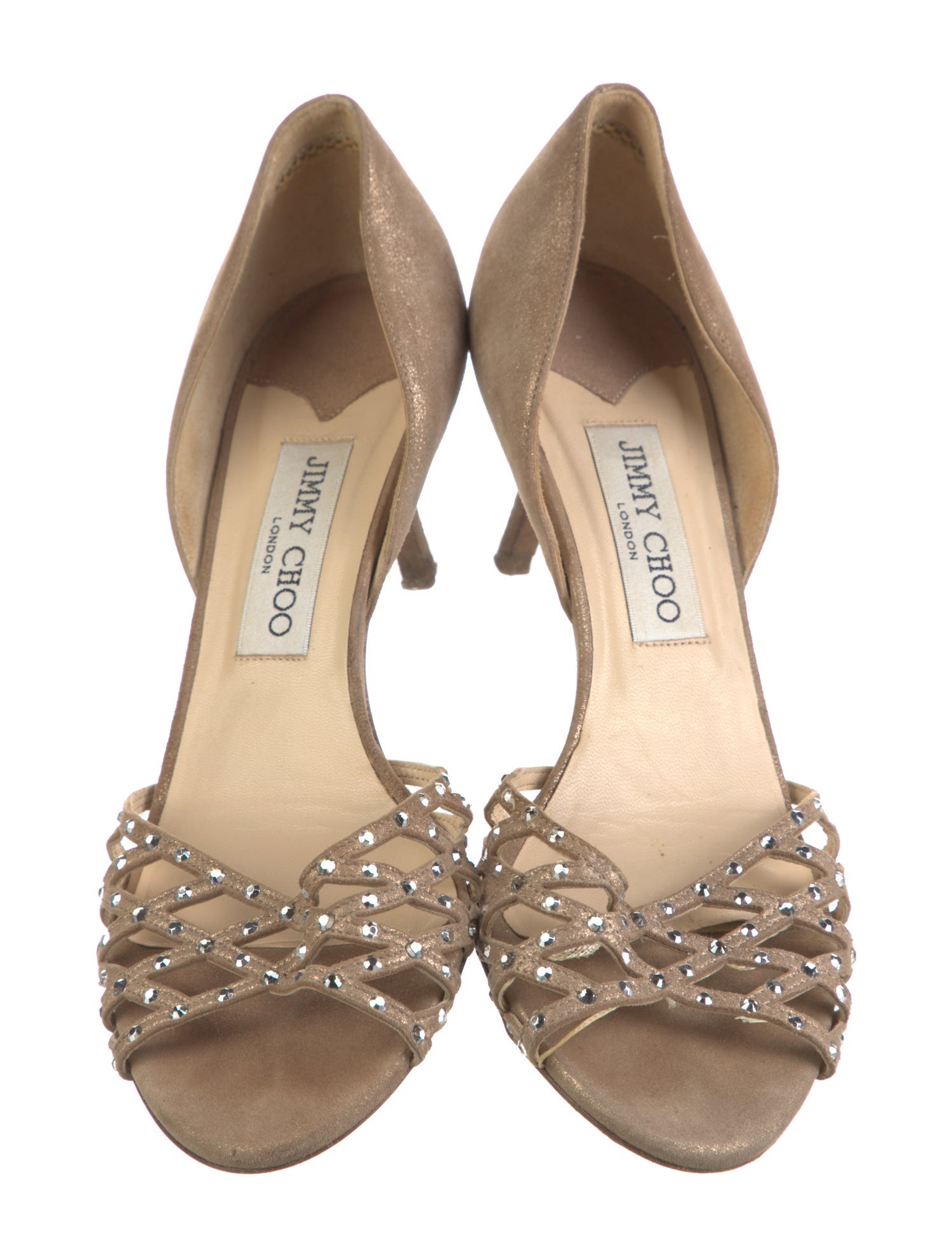 Jimmy Choo Suede Crystal Embellishments D'Orsay Pumps