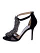 Jimmy Choo Suede Crystal Embellishments T-Strap Sandals