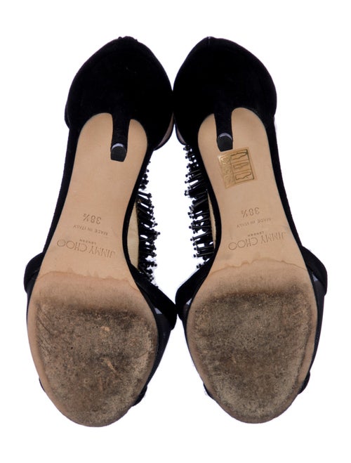 Jimmy Choo Suede Crystal Embellishments T-Strap Sandals
