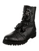 Jimmy Choo Leather Crystal Embellishments Combat Boots