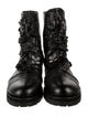Jimmy Choo Leather Crystal Embellishments Combat Boots