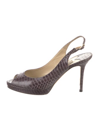 Jimmy Choo GG Embossed Snakeskin Slingback Pumps