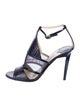 Jimmy Choo Snakeskin Mesh Accents T-Strap Sandals