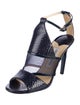 Jimmy Choo Snakeskin Mesh Accents T-Strap Sandals