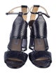 Jimmy Choo Snakeskin Mesh Accents T-Strap Sandals