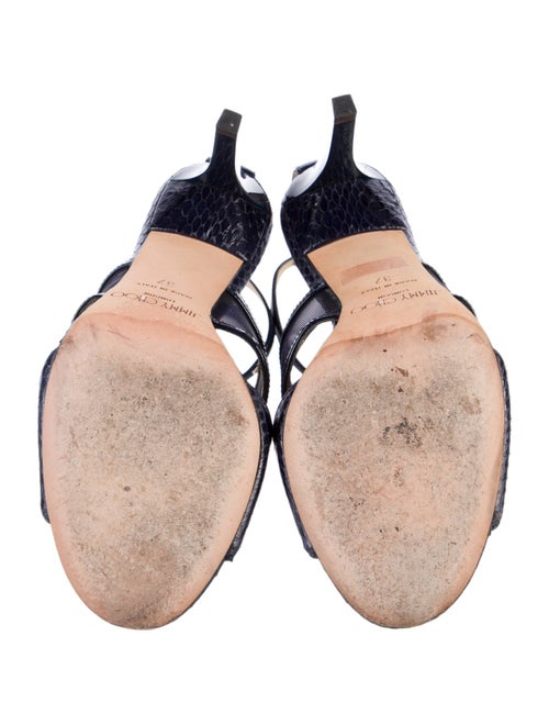 Jimmy Choo Snakeskin Mesh Accents T-Strap Sandals
