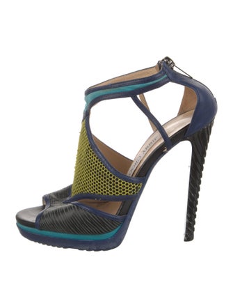 Jimmy Choo Leather Animal Print Sandals