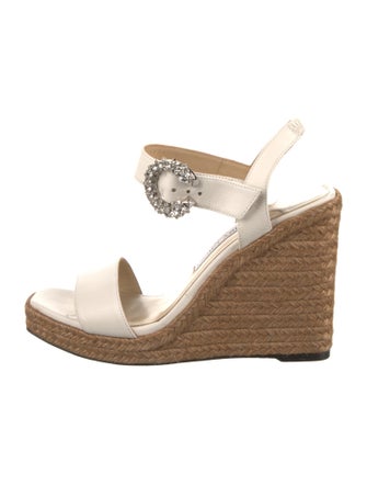 Jimmy Choo Leather Crystal Embellishments Espadrilles