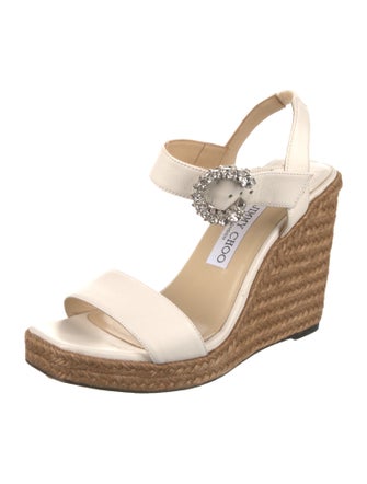 Jimmy Choo Leather Crystal Embellishments Espadrilles