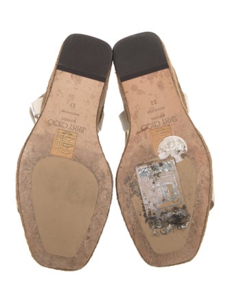 Jimmy Choo Leather Crystal Embellishments Espadrilles