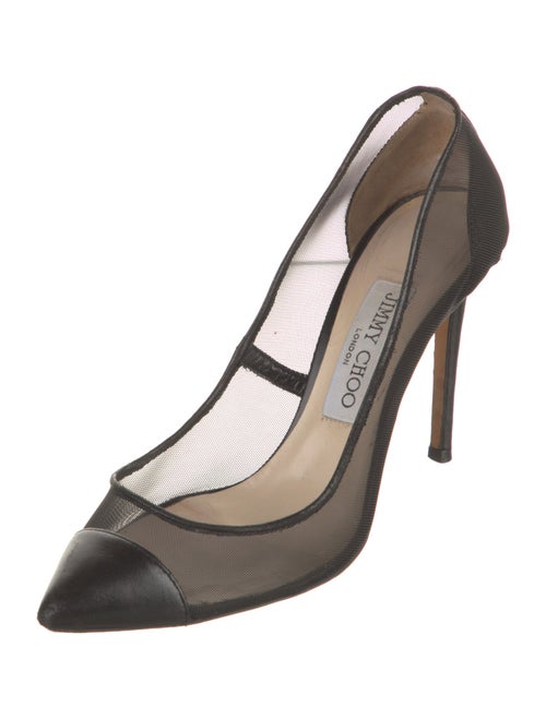 Jimmy Choo Mesh Leather Trim Embellishment Pumps