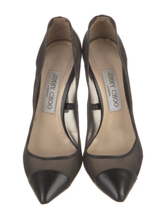 Jimmy Choo Mesh Leather Trim Embellishment Pumps