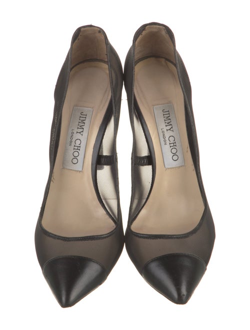 Jimmy Choo Mesh Leather Trim Embellishment Pumps