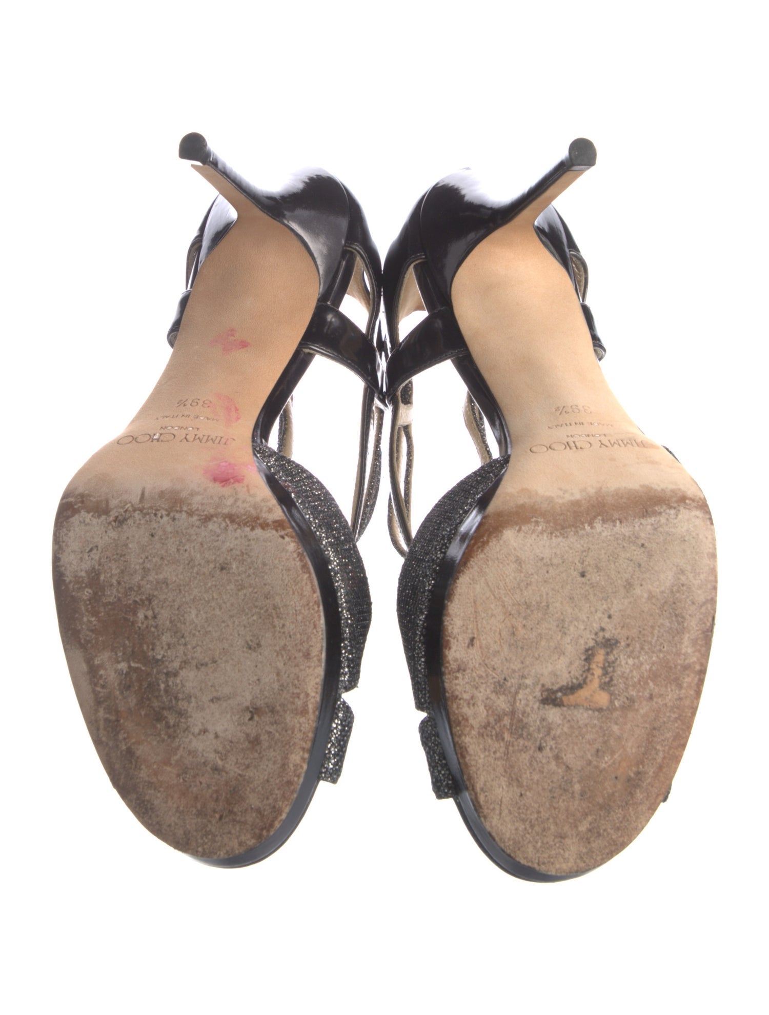 Jimmy Choo Leather Glitter Accents Sandals