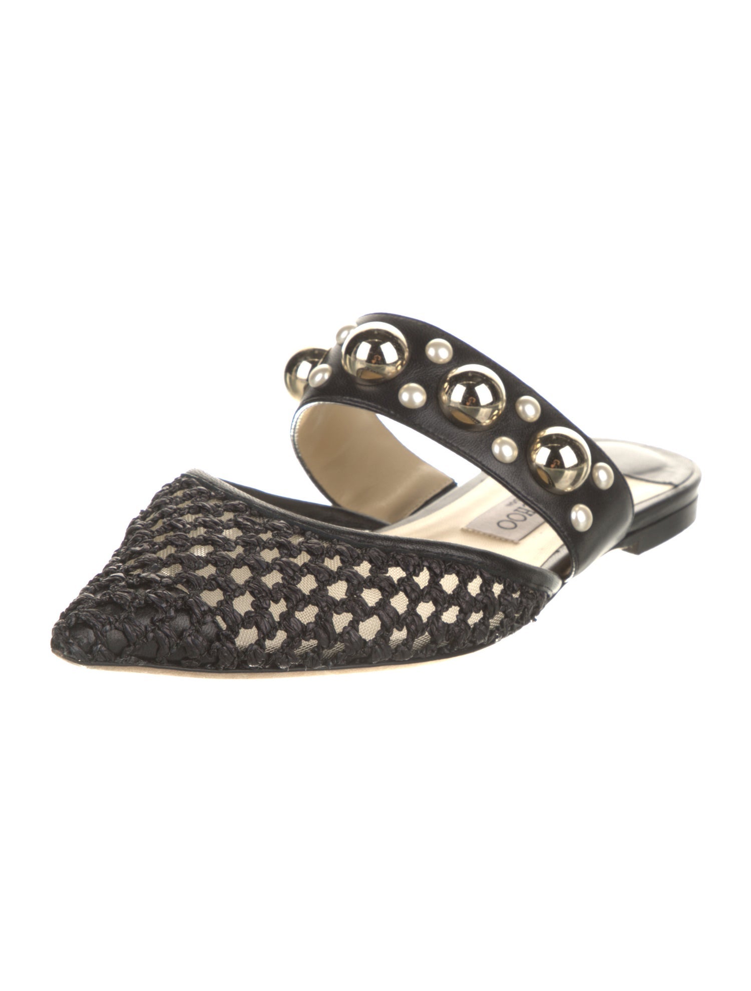 Jimmy Choo Leather Studded Accents Mules