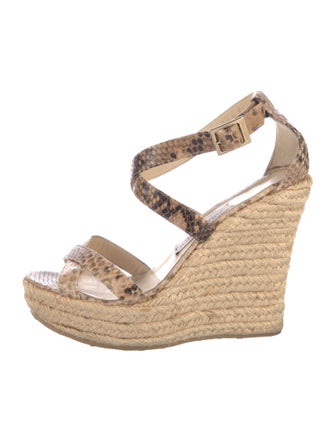 Jimmy Choo Leather Animal Print Espadrilles