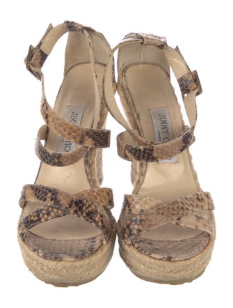 Jimmy Choo Leather Animal Print Espadrilles