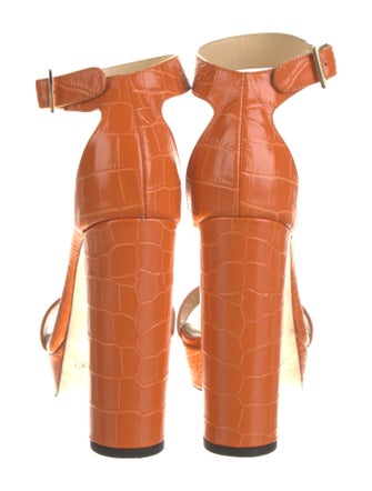 Jimmy Choo Embossed Leather Animal Print Sandals