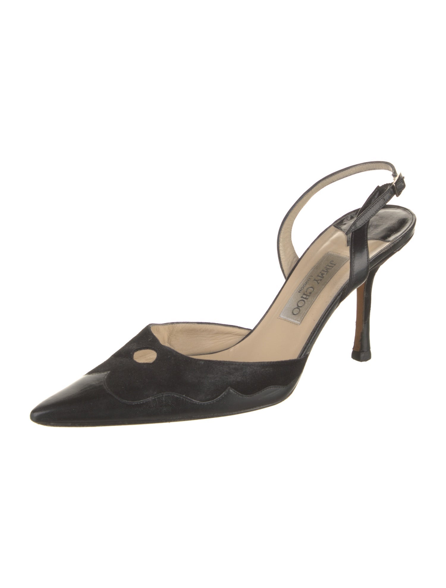 Jimmy Choo Leather Crystal Embellishments Slingback Pumps