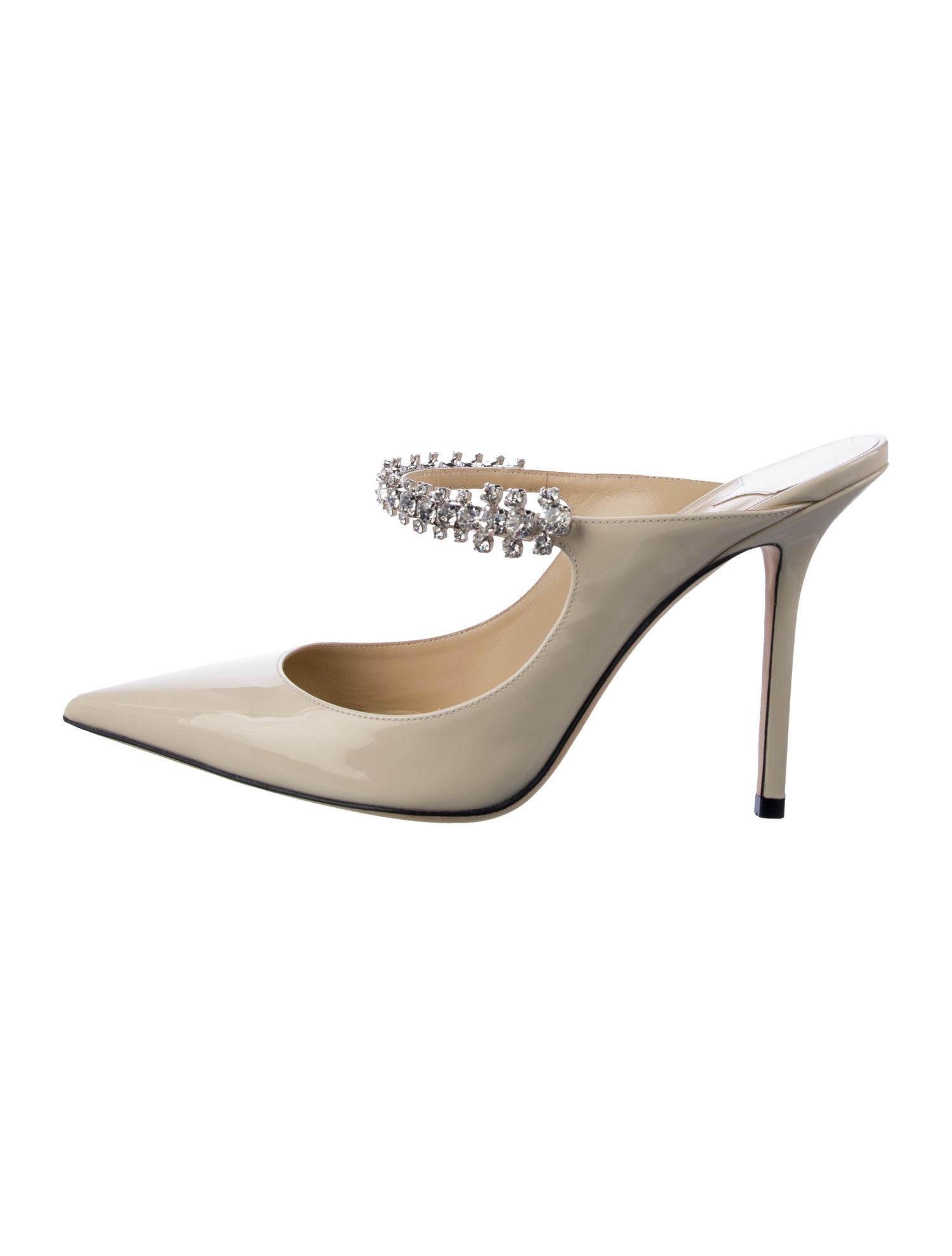 Jimmy Choo Patent Leather Crystal Embellishments Mules