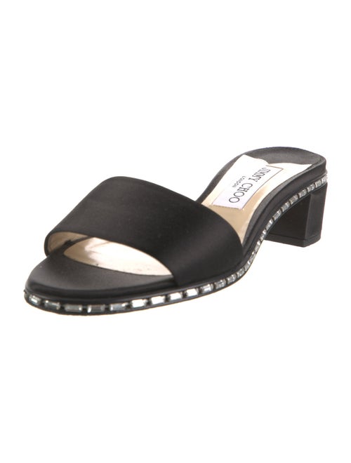 Jimmy Choo Satin Crystal Embellishments Slides