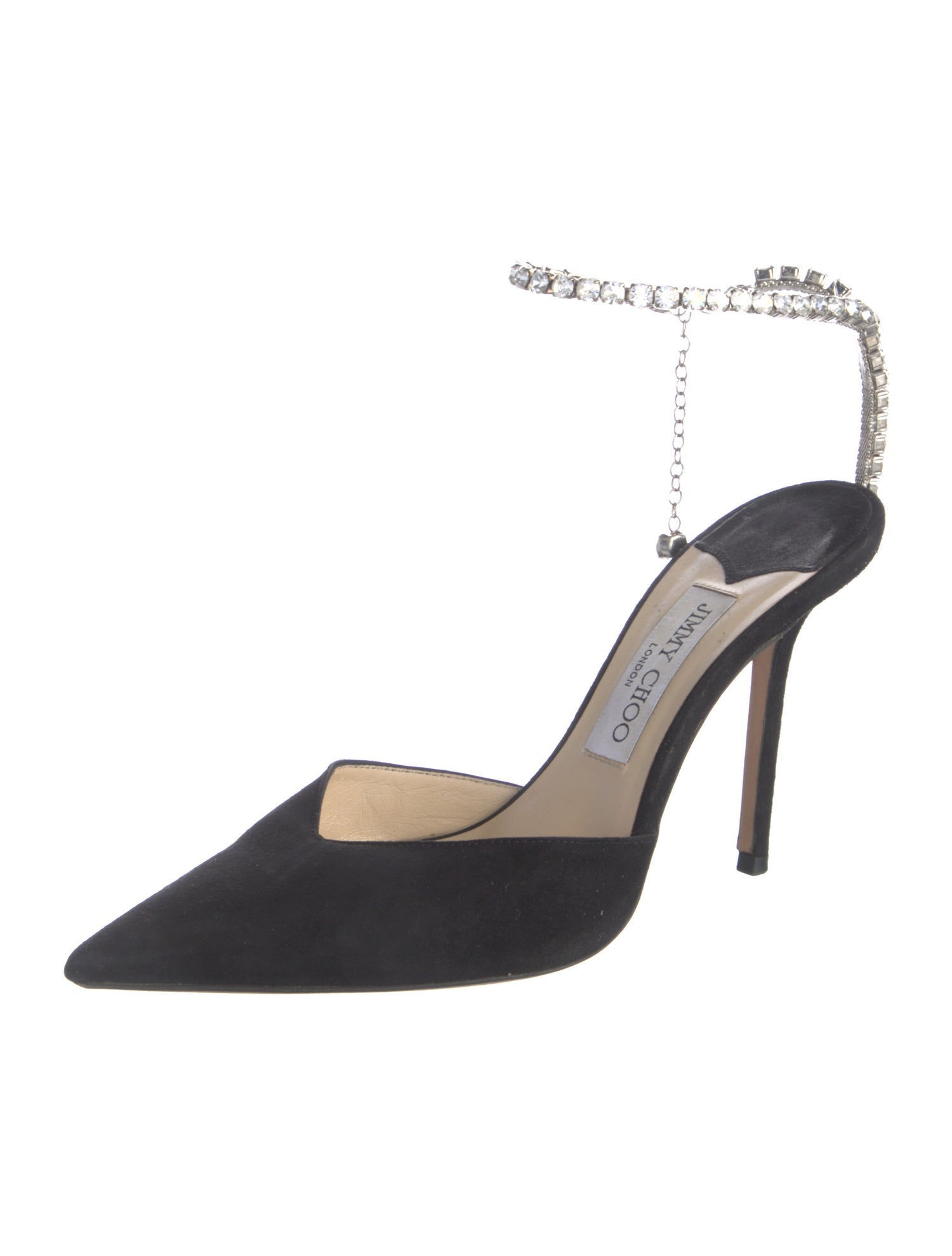 Jimmy Choo Suede Crystal Embellishments Slingback Pumps