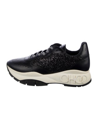 Jimmy Choo Leather Glitter Accents Sneakers