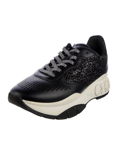 Jimmy Choo Leather Glitter Accents Sneakers
