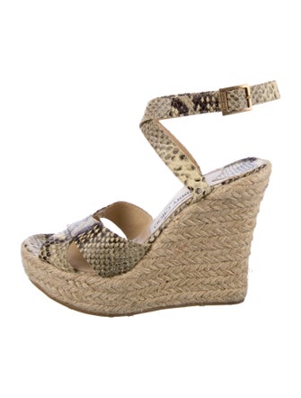 Jimmy Choo Embossed Leather Animal Print Espadrilles