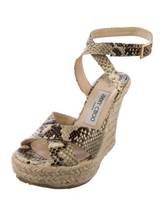Jimmy Choo Embossed Leather Animal Print Espadrilles