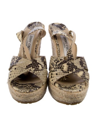 Jimmy Choo Embossed Leather Animal Print Espadrilles