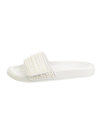 Jimmy Choo Faux Pearl Accents Rubber Slides