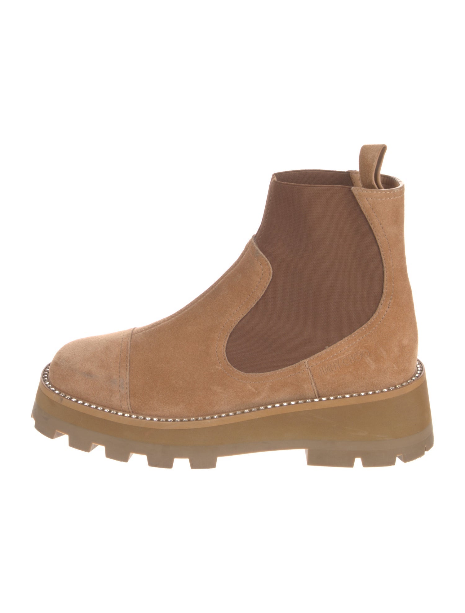 Jimmy Choo Suede Crystal Embellishments Chelsea Boots