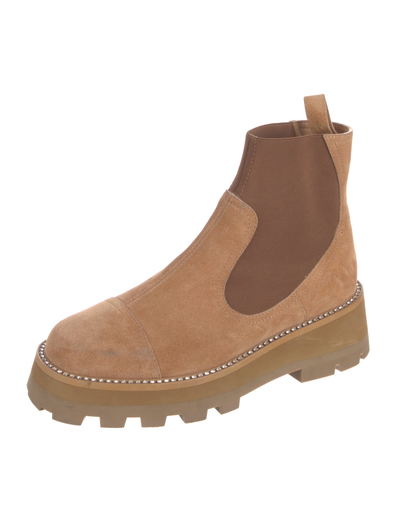 Jimmy Choo Suede Crystal Embellishments Chelsea Boots