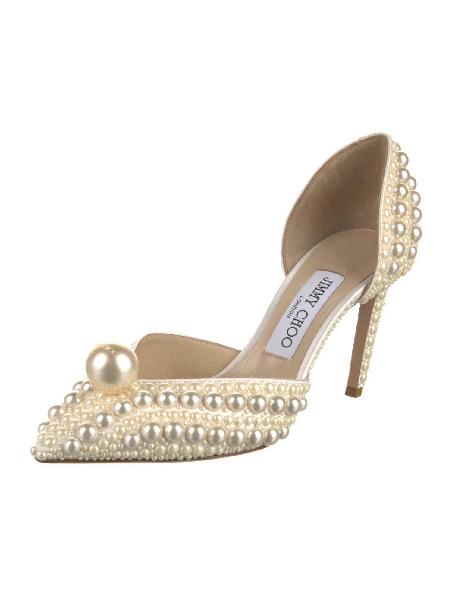 Jimmy Choo Faux Pearl Accents Suede D'Orsay Pumps