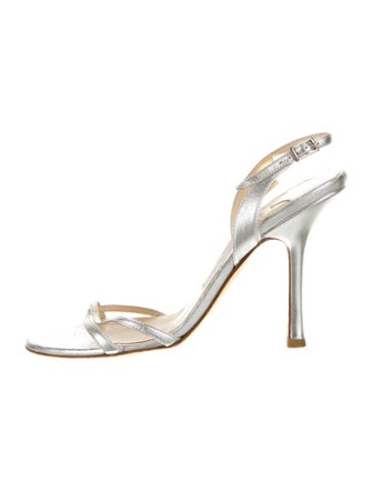 Jimmy Choo Leather Colorblock Pattern Slingback Sandals