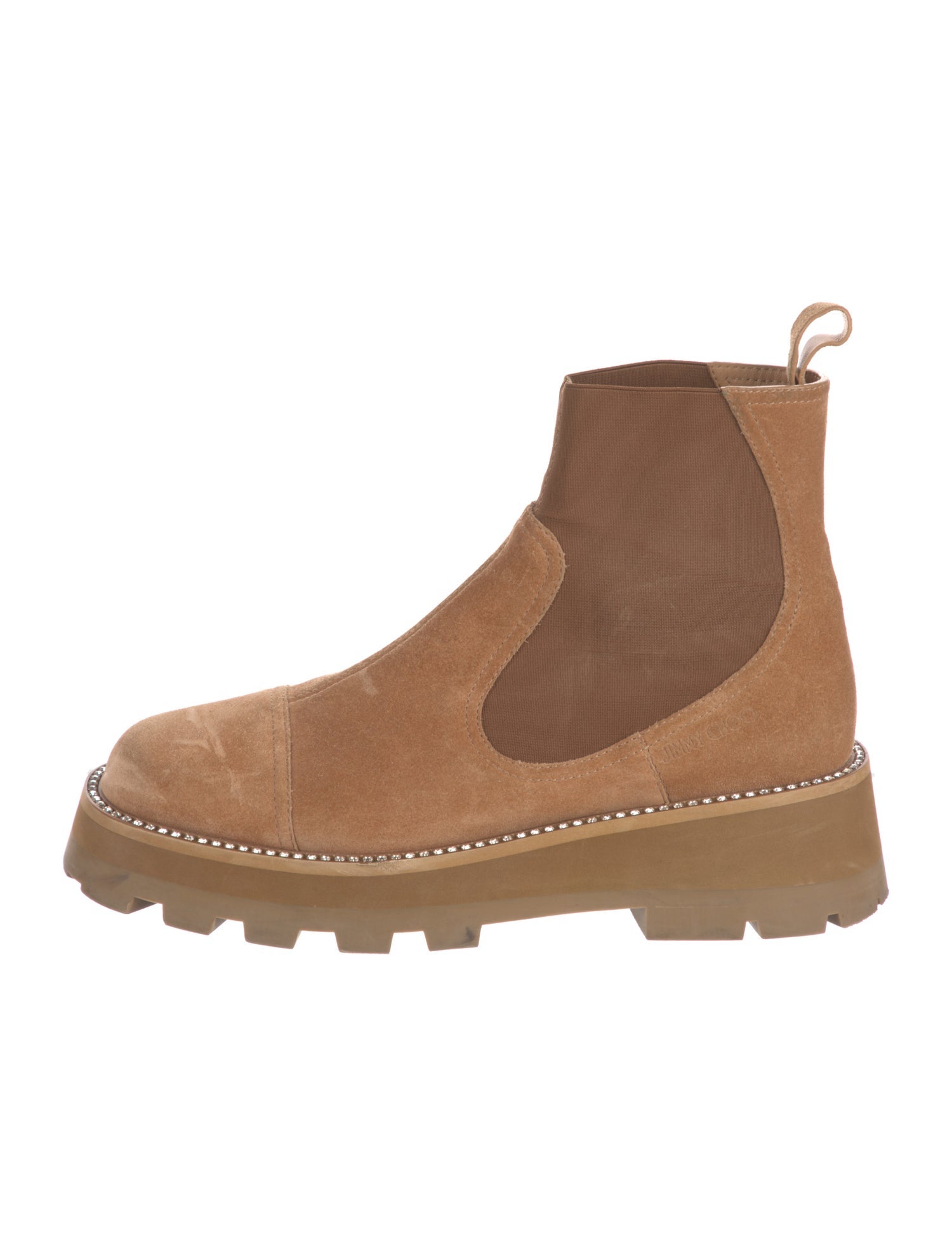 Jimmy Choo Suede Crystal Embellishments Chelsea Boots