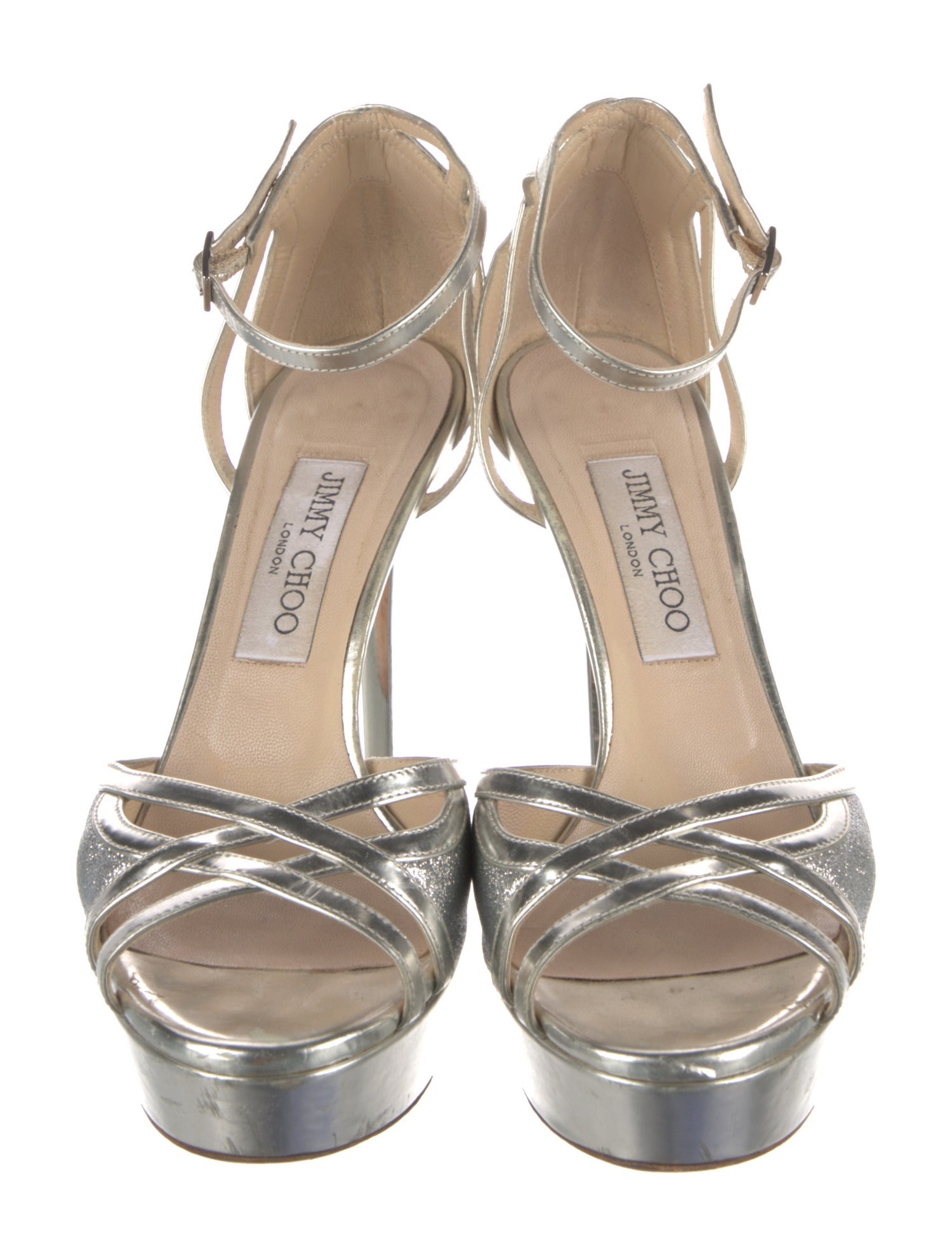 Jimmy Choo Leather Glitter Accents D'Orsay Pumps