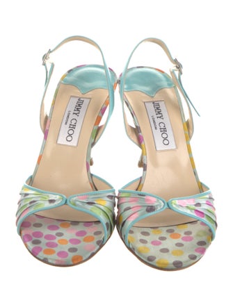 Jimmy Choo Satin Polka Dot Print Slingback Sandals