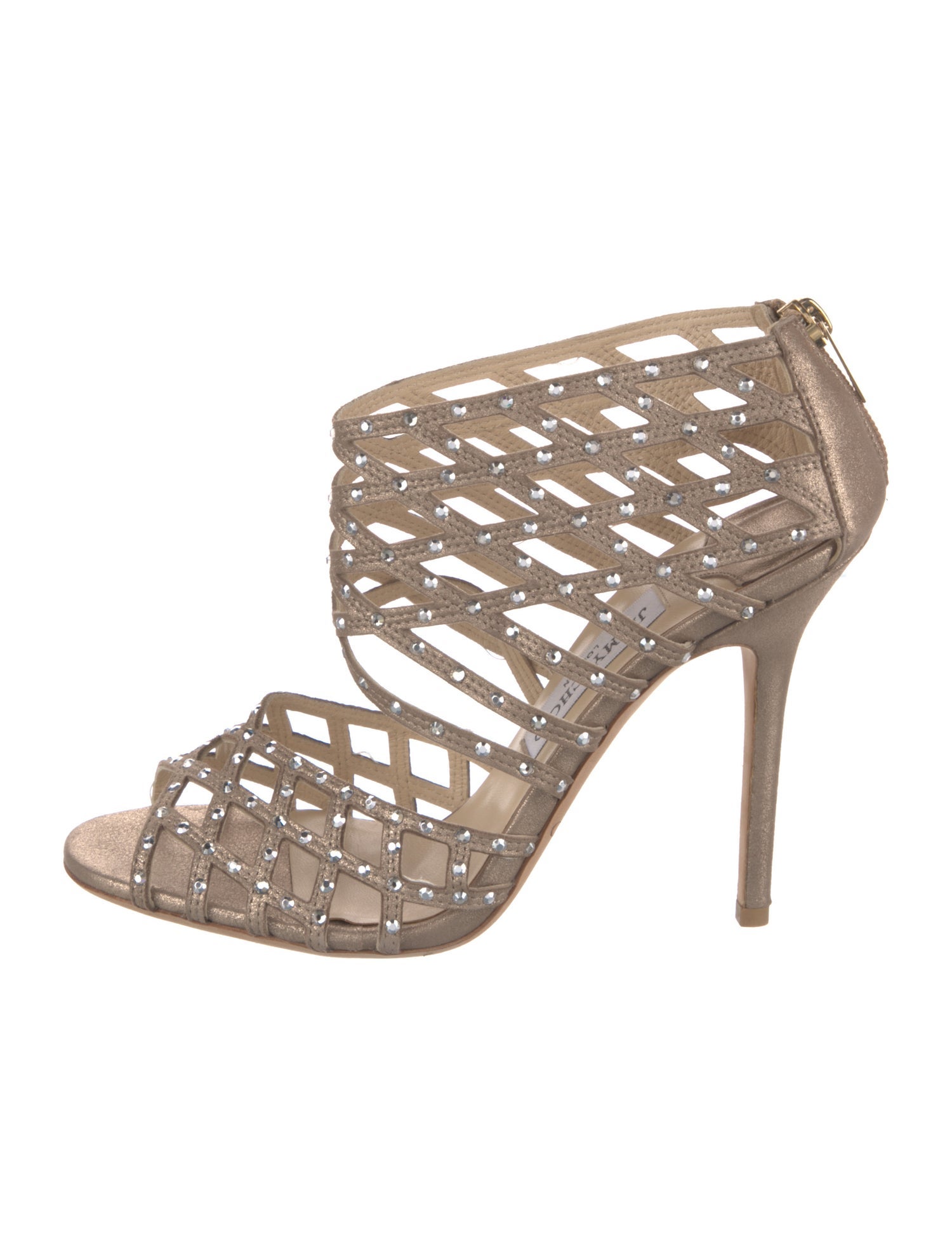 Jimmy Choo Leather Crystal Embellishments Sandals