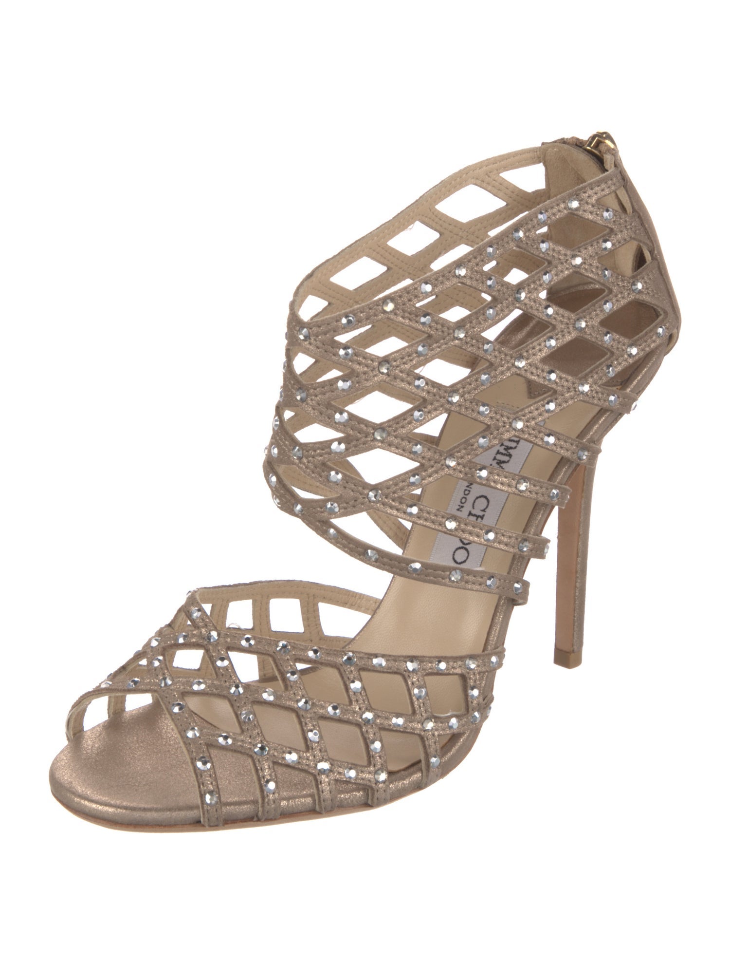 Jimmy Choo Leather Crystal Embellishments Sandals