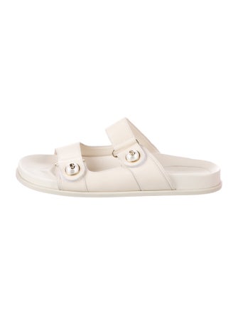Jimmy Choo Faux Pearl Accents Leather Slides