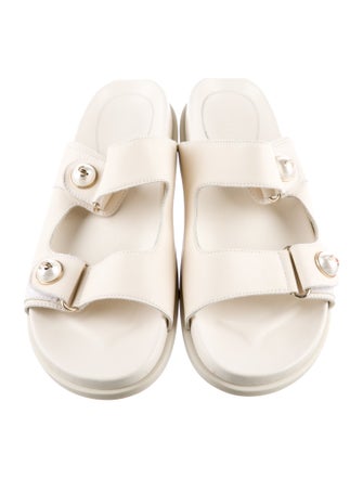 Jimmy Choo Faux Pearl Accents Leather Slides