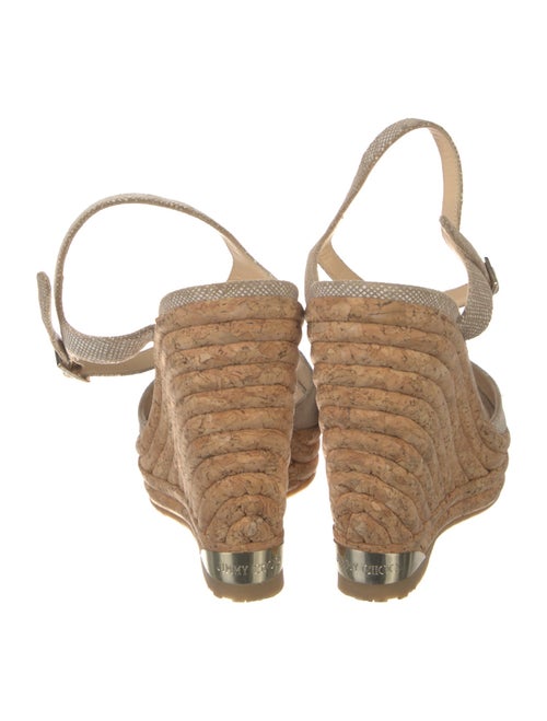 Jimmy Choo Canvas Leather Trim Embellishment Espadrilles