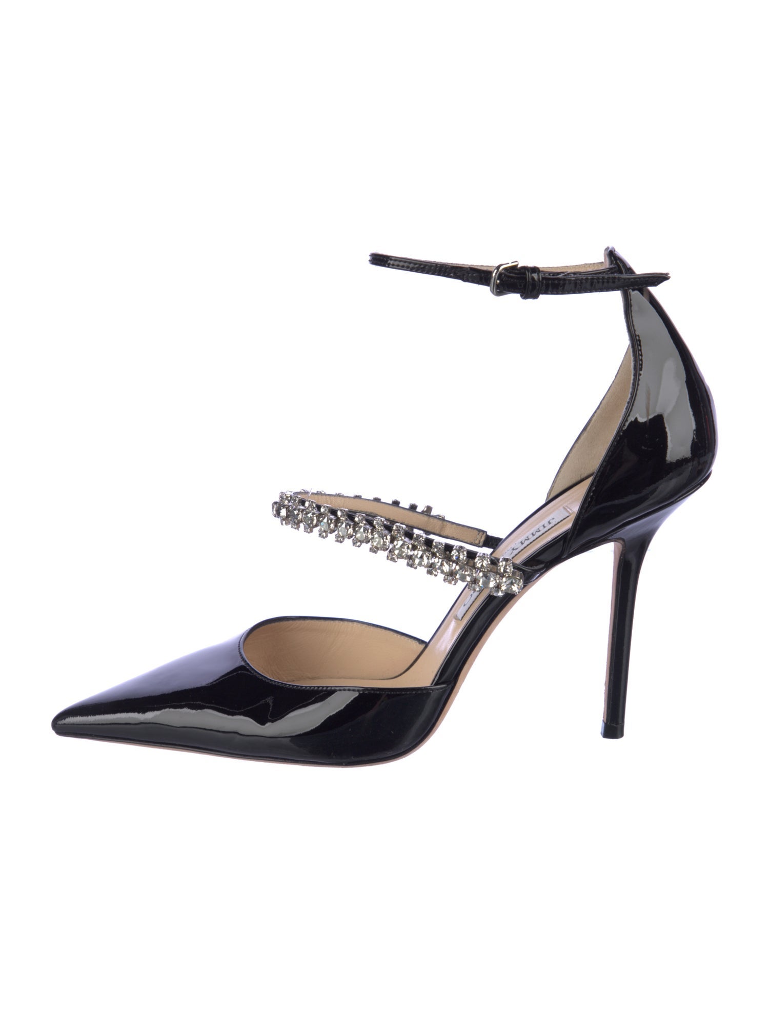 Jimmy Choo Patent Leather Crystal Embellishments D'Orsay Pumps