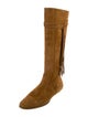 Jimmy Choo Suede Fringe Trim Accent Riding Boots