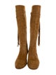 Jimmy Choo Suede Fringe Trim Accent Riding Boots