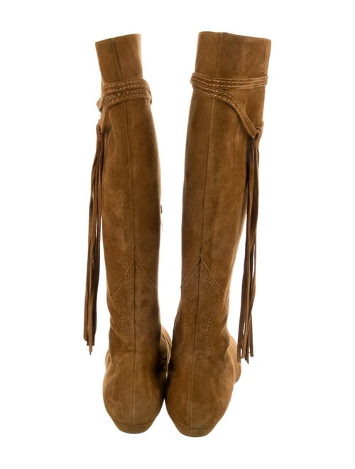 Jimmy Choo Suede Fringe Trim Accent Riding Boots
