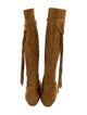 Jimmy Choo Suede Fringe Trim Accent Riding Boots